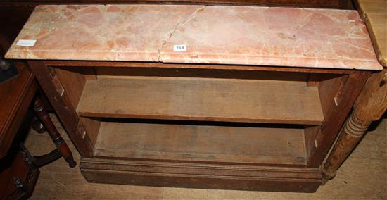 Dwarf oak bookcase with a marble top